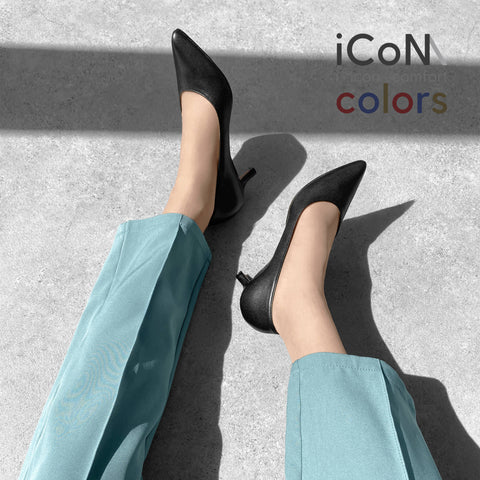 予約：2024AW：iCoN COLORS：ポインテッドトゥ スムース パンプス（C57173）ブラック/mamian（マミアン）