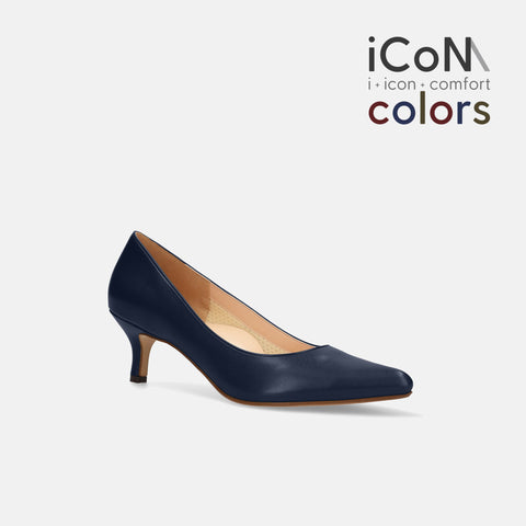 予約：2024AW：iCoN COLORS：ポインテッドトゥ スムース パンプス（C57173）ネイビー/mamian（マミアン）