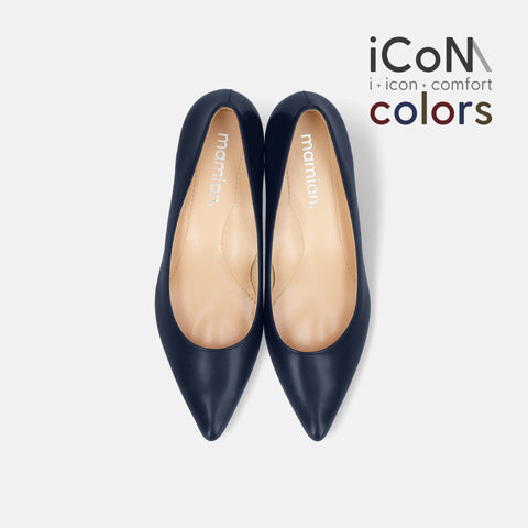 2024AW：iCoN COLORS：ポインテッドトゥ スムース パンプス（C57173）ネイビー/mamian（マミアン）