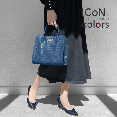 2024AW：iCoN COLORS：ポインテッドトゥ スムース パンプス（C76533）ネイビー/mamian（マミアン）