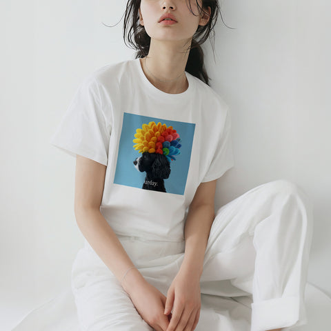 urday【Animal／Black Dog／LB】フォトTシャツ（8379668）ホワイト/urday（マミアン）