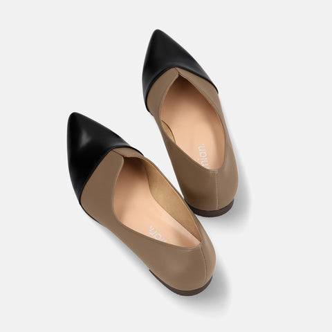 20% OFF: AWBI: Pointed Toe Flat Dress Shoes (154) Dark Greige/C
