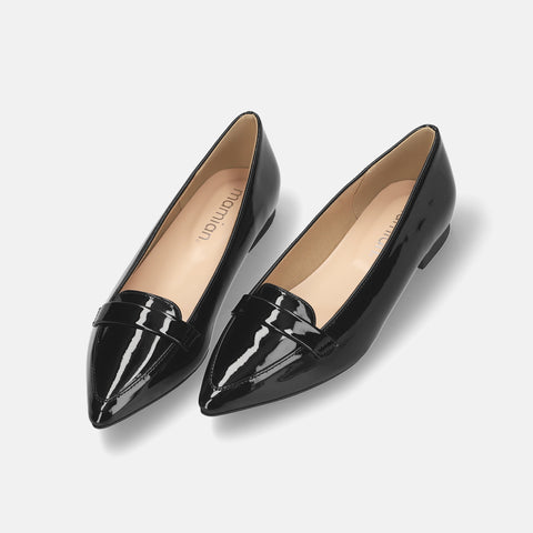 予約：2026SSBI：甲浅ポインテッドトゥ ローファー（124）ブラックE/mamian（マミアン）