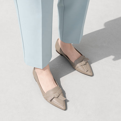 2026SS：ステッチリボン ローファー（m17016）グレージュ