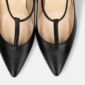 予約：2026SS：Tストラップ パンプス 7cmヒール（m72003）ブラック/mamian（マミアン）