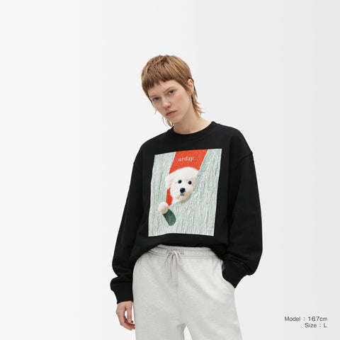 予約：urday【dog】アートワークスウェットシャツ（u-a-sw-0001-06）ブラック